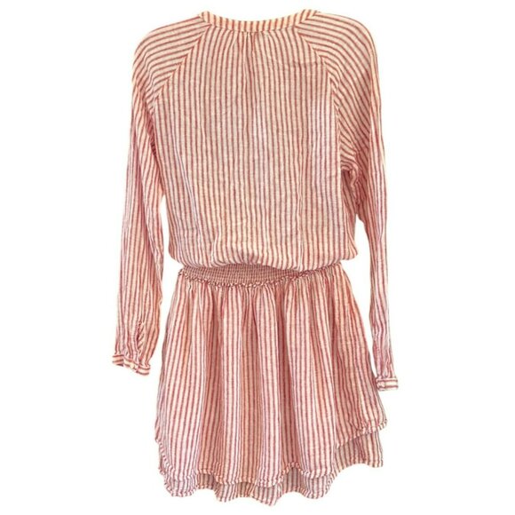 Rails Women's Red White Jasmine Linen Blend Summer Mini Dress Small Tiered - Picture 2 of 6